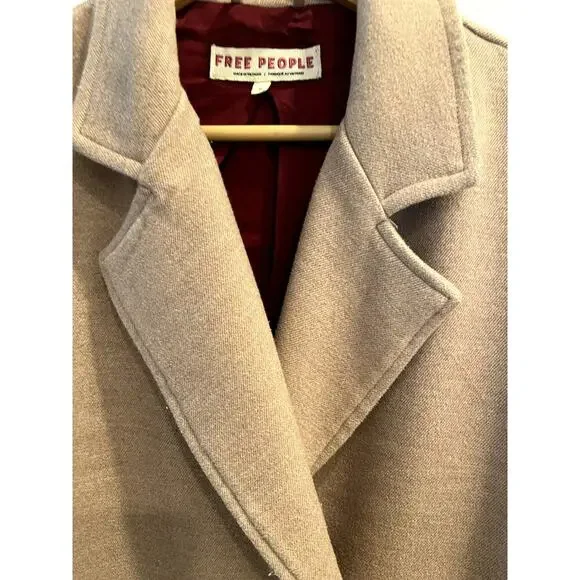 Free People Size Medium Oversized Tan Slouchy Coat Blazer - Picture 5 of 11